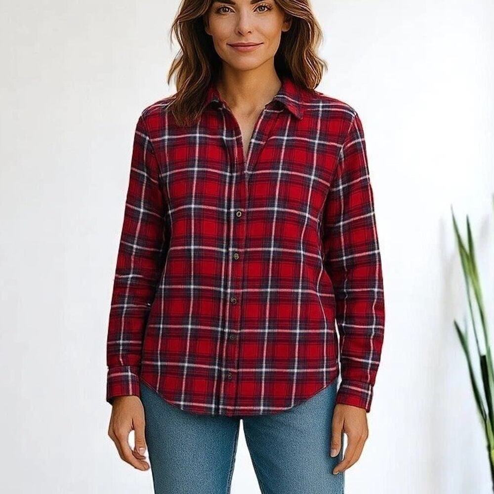 Fjallraven Women's Ovik Flannel Long Sleeve Shirt Deep Red Size X-Small Outdoor